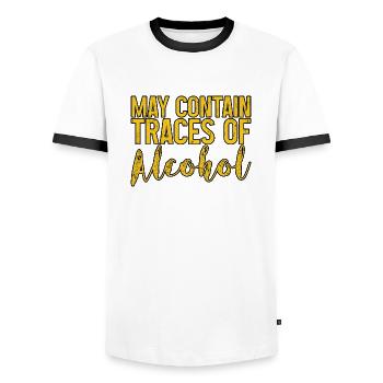 May Contain Traces Of Alcohol 3 - Men's Ringer Shirt - white/black - Front - AI Model Female 172 light (172cm) & AI Model Male 178 dark (178cm)