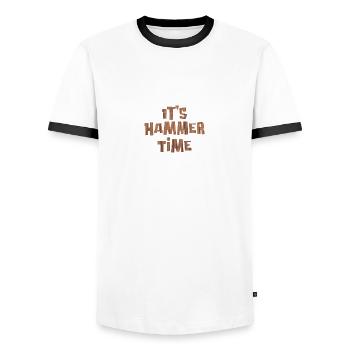 Carpentry Beat - Hammer Time Is Here - Men's Ringer Shirt - white/black - Front - AI Model Female 172 light (172cm) & AI Model Male 178 dark (178cm)