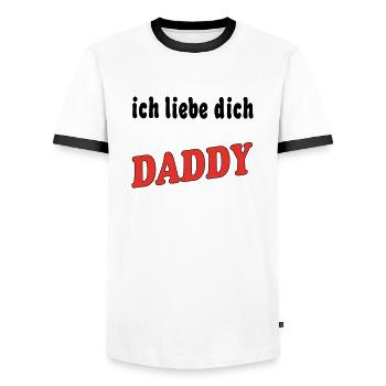 Ich liebe dich DADDY - T-shirt contrasté Homme - blanc/noir - Devant - AI Model Female 172 light (172cm) & AI Model Male 178 dark (178cm)