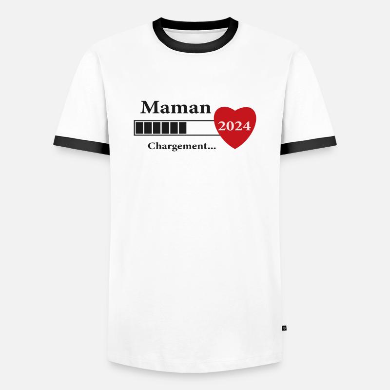 Mama - Werdende Mama wird geladen - Männer Kontrast-T-Shirt - Weiß/Schwarz
