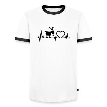 Goat Heartbeat Farm Goat Goat Bill - Men's Ringer Shirt - white/black - Front - AI Model Female 172 light (172cm) & AI Model Male 178 dark (178cm)