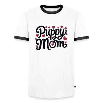 Hündchen - Männer Kontrast-T-Shirt - Weiß/Schwarz - Vorne - AI Model Female 172 light (172cm) & AI Model Male 178 dark (178cm)