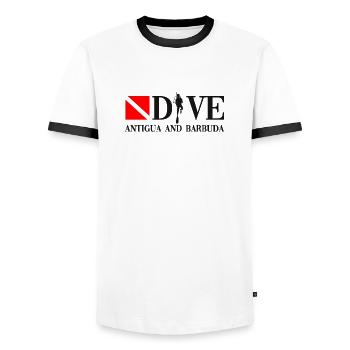 Plongée - Antigua-et-Barbuda - Caraïbes - T-shirt contrasté Homme - blanc/noir - Devant - AI Model Female 172 light (172cm) & AI Model Male 178 dark (178cm)