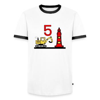 Excavatrice - T-shirt contrasté Homme - blanc/noir - Devant - AI Model Female 172 light (172cm) & AI Model Male 178 dark (178cm)