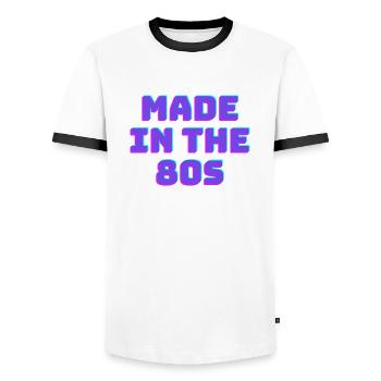 Made in the 80s - Männer Kontrast-T-Shirt - Weiß/Schwarz - Vorne - AI Model Female 172 light (172cm) & AI Model Male 178 dark (178cm)