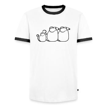 3 Mice Family Child Mom Dad Parents Row Cute - Men's Ringer Shirt - white/black - Front - AI Model Female 172 light (172cm) & AI Model Male 178 dark (178cm)