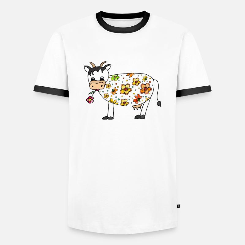 Cow - Men's Ringer Shirt - white/black
