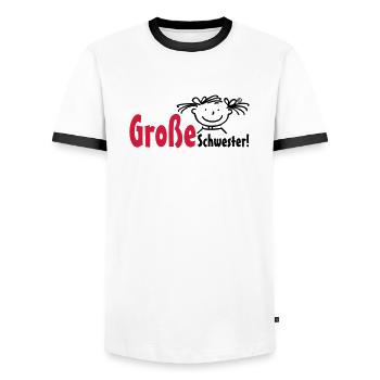 Große Schwester - Männer Kontrast-T-Shirt - Weiß/Schwarz - Vorne - AI Model Female 172 light (172cm) & AI Model Male 178 dark (178cm)