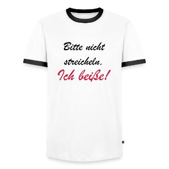 Bitte nicht streicheln - Männer Kontrast-T-Shirt - Weiß/Schwarz - Vorne - AI Model Female 172 light (172cm) & AI Model Male 178 dark (178cm)