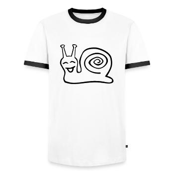 Schnecke - langsam, na und? - Männer Kontrast-T-Shirt - Weiß/Schwarz - Vorne - AI Model Female 172 light (172cm) & AI Model Male 178 dark (178cm)