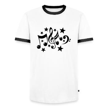 Noten und Sterne 1c - Männer Kontrast-T-Shirt - Weiß/Schwarz - Vorne - AI Model Female 172 light (172cm) & AI Model Male 178 dark (178cm)