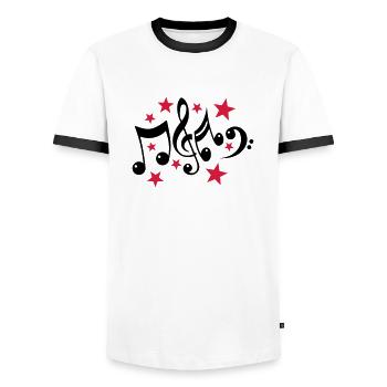 Noten und Sterne 2c - Männer Kontrast-T-Shirt - Weiß/Schwarz - Vorne - AI Model Female 172 light (172cm) & AI Model Male 178 dark (178cm)