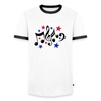 Noten und Sterne 3c - Männer Kontrast-T-Shirt - Weiß/Schwarz - Vorne - AI Model Female 172 light (172cm) & AI Model Male 178 dark (178cm)
