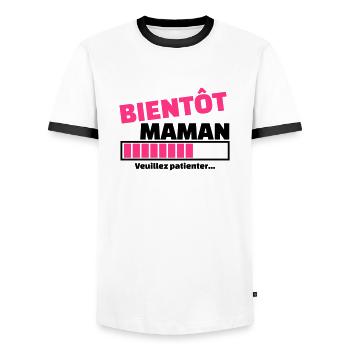 bientôt maman - T-shirt contrasté Homme - blanc/noir - Devant - AI Model Female 172 light (172cm) & AI Model Male 178 dark (178cm)