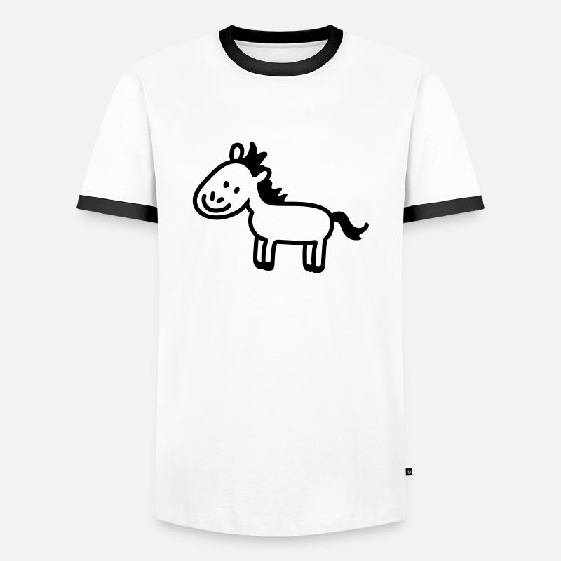 Pony Pferdchen - line - Männer Kontrast-T-Shirt - Weiß/Schwarz