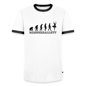 Männerballett Evolution Ballerina - Männer Kontrast-T-Shirt - Weiß/Schwarz - Vorne - AI Model Female 172 light (172cm) & AI Model Male 178 dark (178cm)