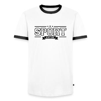 sport is my life - Männer Kontrast-T-Shirt - Weiß/Schwarz - Vorne - AI Model Female 172 light (172cm) & AI Model Male 178 dark (178cm)