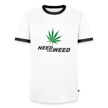 Need for Weed (Cannabis) - Männer Kontrast-T-Shirt - Weiß/Schwarz - Vorne - AI Model Female 172 light (172cm) & AI Model Male 178 dark (178cm)