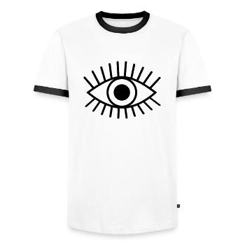 Eyelashes eye look stroke drawing - Men's Ringer Shirt - white/black - Front - AI Model Female 172 light (172cm) & AI Model Male 178 dark (178cm)