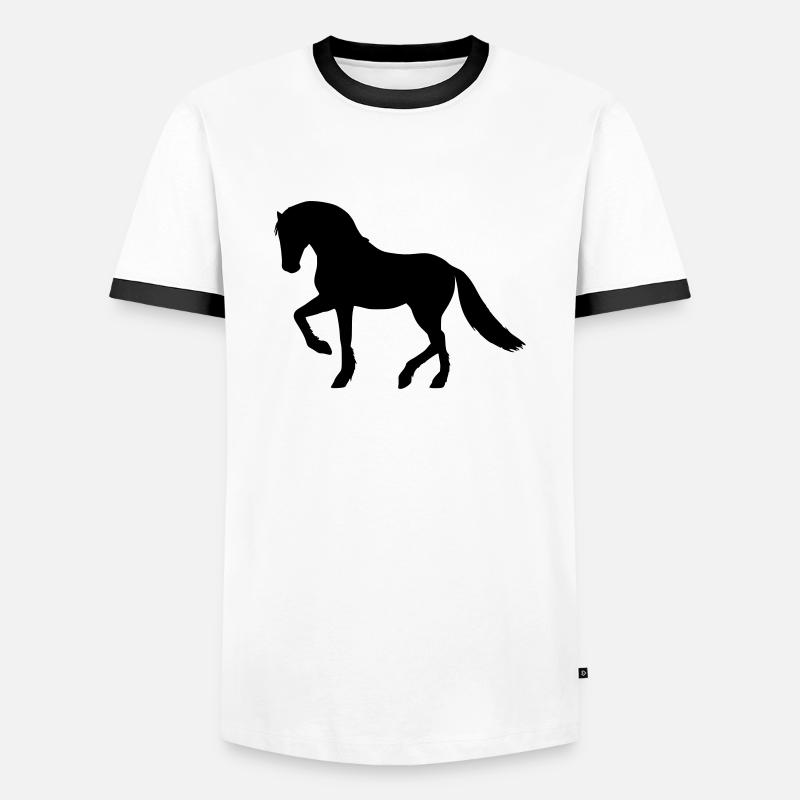 Pferd - Männer Kontrast-T-Shirt - Weiß/Schwarz