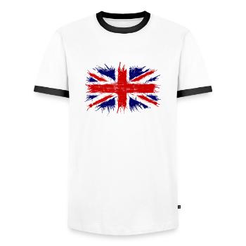 Großbritannien Flagge, Englandfahne, great britain - Männer Kontrast-T-Shirt - Weiß/Schwarz - Vorne - AI Model Female 172 light (172cm) & AI Model Male 178 dark (178cm)