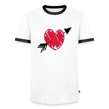 Herz Pfeil - Männer Kontrast-T-Shirt - Weiß/Schwarz - Vorne - AI Model Female 172 light (172cm) & AI Model Male 178 dark (178cm)