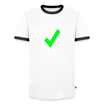 hook - Men's Ringer Shirt - white/black - Front - AI Model Female 172 light (172cm) & AI Model Male 178 dark (178cm)