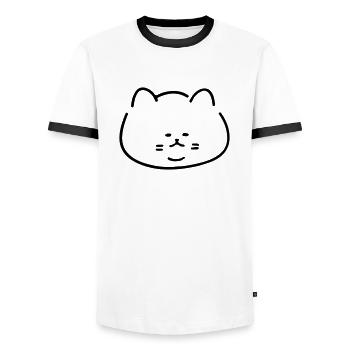 cute-kitty - Men's Ringer Shirt - white/black - Front - AI Model Female 172 light (172cm) & AI Model Male 178 dark (178cm)