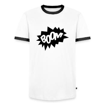 boom_f1 - T-shirt contrasté Homme - blanc/noir - Devant - AI Model Female 172 light (172cm) & AI Model Male 178 dark (178cm)