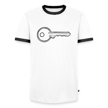 key - Men's Ringer Shirt - white/black - Front - AI Model Female 172 light (172cm) & AI Model Male 178 dark (178cm)