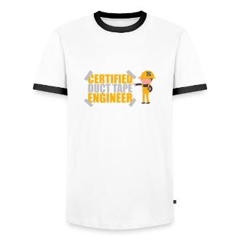 Certified Duct Tape Engineer Idée de cadeau - T-shirt contrasté Homme - blanc/noir - Devant - AI Model Female 172 light (172cm) & AI Model Male 178 dark (178cm)