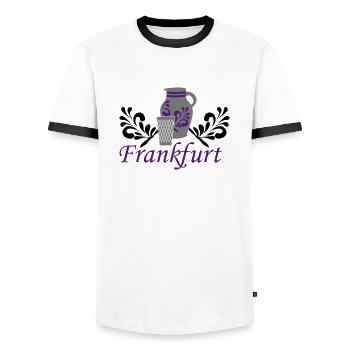 Frankfurt - Bembel - Geripptes - Männer Kontrast-T-Shirt - Weiß/Schwarz - Vorne - AI Model Female 172 light (172cm) & AI Model Male 178 dark (178cm)