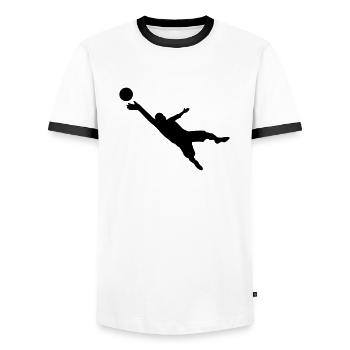 Fußball - Männer Kontrast-T-Shirt - Weiß/Schwarz - Vorne - AI Model Female 172 light (172cm) & AI Model Male 178 dark (178cm)