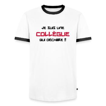 Je suis une Collègue qui déchiiire !! - T-shirt contrasté Homme - blanc/noir - Devant - AI Model Female 172 light (172cm) & AI Model Male 178 dark (178cm)
