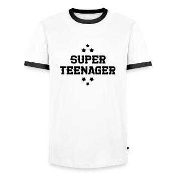 Teenager Teen Ado Jugendlicher Kid Enfant Kind - Men's Ringer Shirt - white/black - Front - AI Model Female 172 light (172cm) & AI Model Male 178 dark (178cm)
