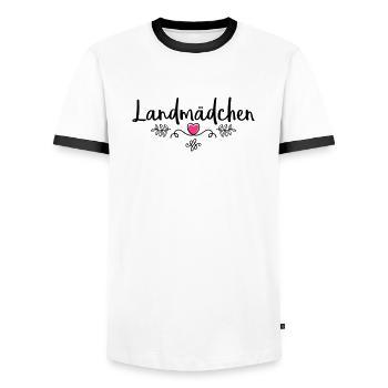 landmaedchen herz - Männer Kontrast-T-Shirt - Weiß/Schwarz - Vorne - AI Model Female 172 light (172cm) & AI Model Male 178 dark (178cm)