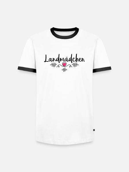 landmaedchen herz - Männer Kontrast-T-Shirt - Weiß/Schwarz