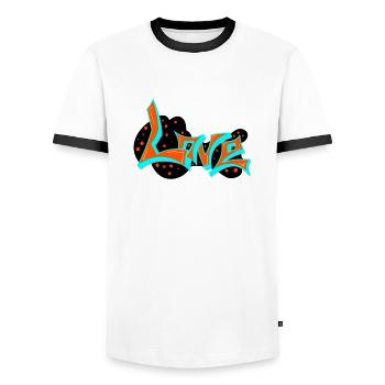 L'amour de l'art - T-shirt contrasté Homme - blanc/noir - Devant - AI Model Female 172 light (172cm) & AI Model Male 178 dark (178cm)