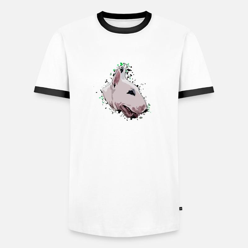 Bullterrier Comic - Männer Kontrast-T-Shirt - Weiß/Schwarz