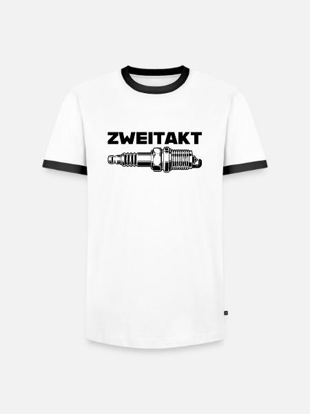 Zweitakt Zündkerze DDR Simson - Männer Kontrast-T-Shirt - Weiß/Schwarz