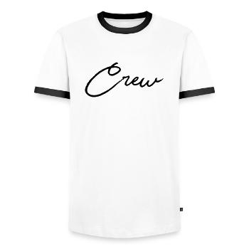crew - Men's Ringer Shirt - white/black - Front - AI Model Female 172 light (172cm) & AI Model Male 178 dark (178cm)
