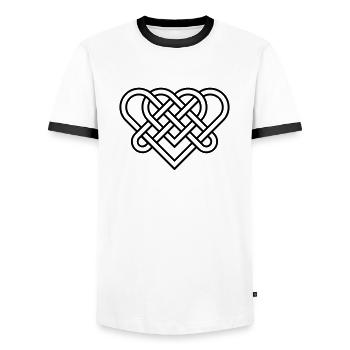 Coeur celtique - T-shirt contrasté Homme - blanc/noir - Devant - AI Model Female 172 light (172cm) & AI Model Male 178 dark (178cm)