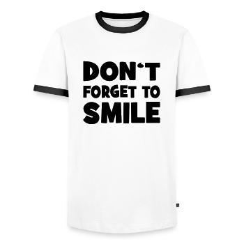 smile - Men's Ringer Shirt - white/black - Front - AI Model Female 172 light (172cm) & AI Model Male 178 dark (178cm)