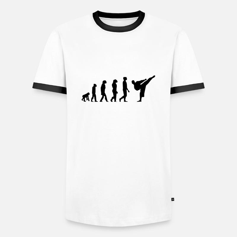 Karate-Evolution - Männer Kontrast-T-Shirt - Weiß/Schwarz