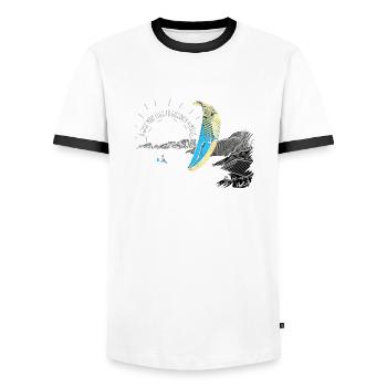 Parapente parapente Soleil Montagnes - T-shirt contrasté Homme - blanc/noir - Devant - AI Model Female 172 light (172cm) & AI Model Male 178 dark (178cm)