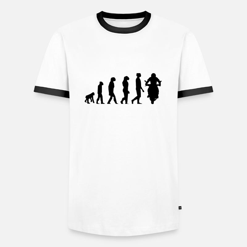 Motorrad-Evolution - Männer Kontrast-T-Shirt - Weiß/Schwarz