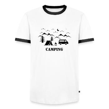 Outdoor Camping love - Men's Ringer Shirt - white/black - Front - AI Model Female 172 light (172cm) & AI Model Male 178 dark (178cm)