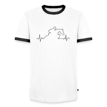 ECG Show Jumping - Men's Ringer Shirt - white/black - Front - AI Model Female 172 light (172cm) & AI Model Male 178 dark (178cm)