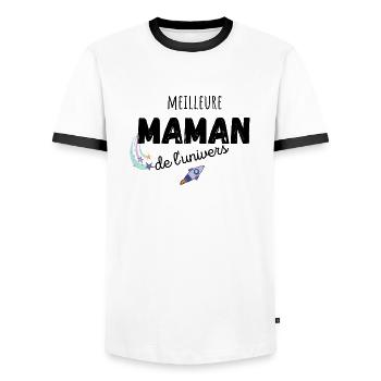 meilleure maman de l'univers cadeau maman - T-shirt contrasté Homme - blanc/noir - Devant - AI Model Female 172 light (172cm) & AI Model Male 178 dark (178cm)