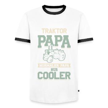 Traktor Papa Cooler Vater - Männer Kontrast-T-Shirt - Weiß/Schwarz - Vorne - AI Model Female 172 light (172cm) & AI Model Male 178 dark (178cm)